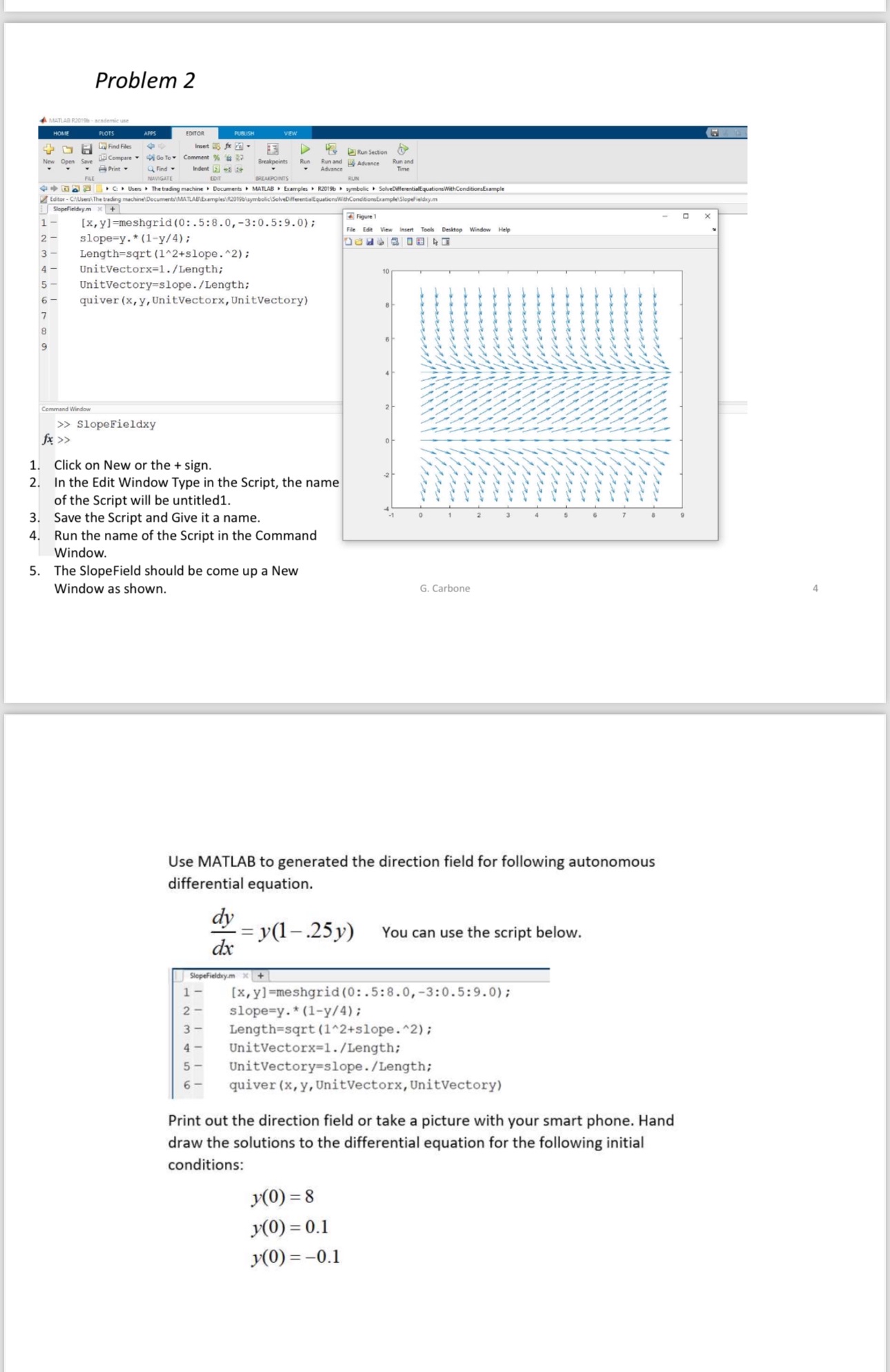 Problem 2 Slopefieldim.m x + [ x , y ] = meshgrid