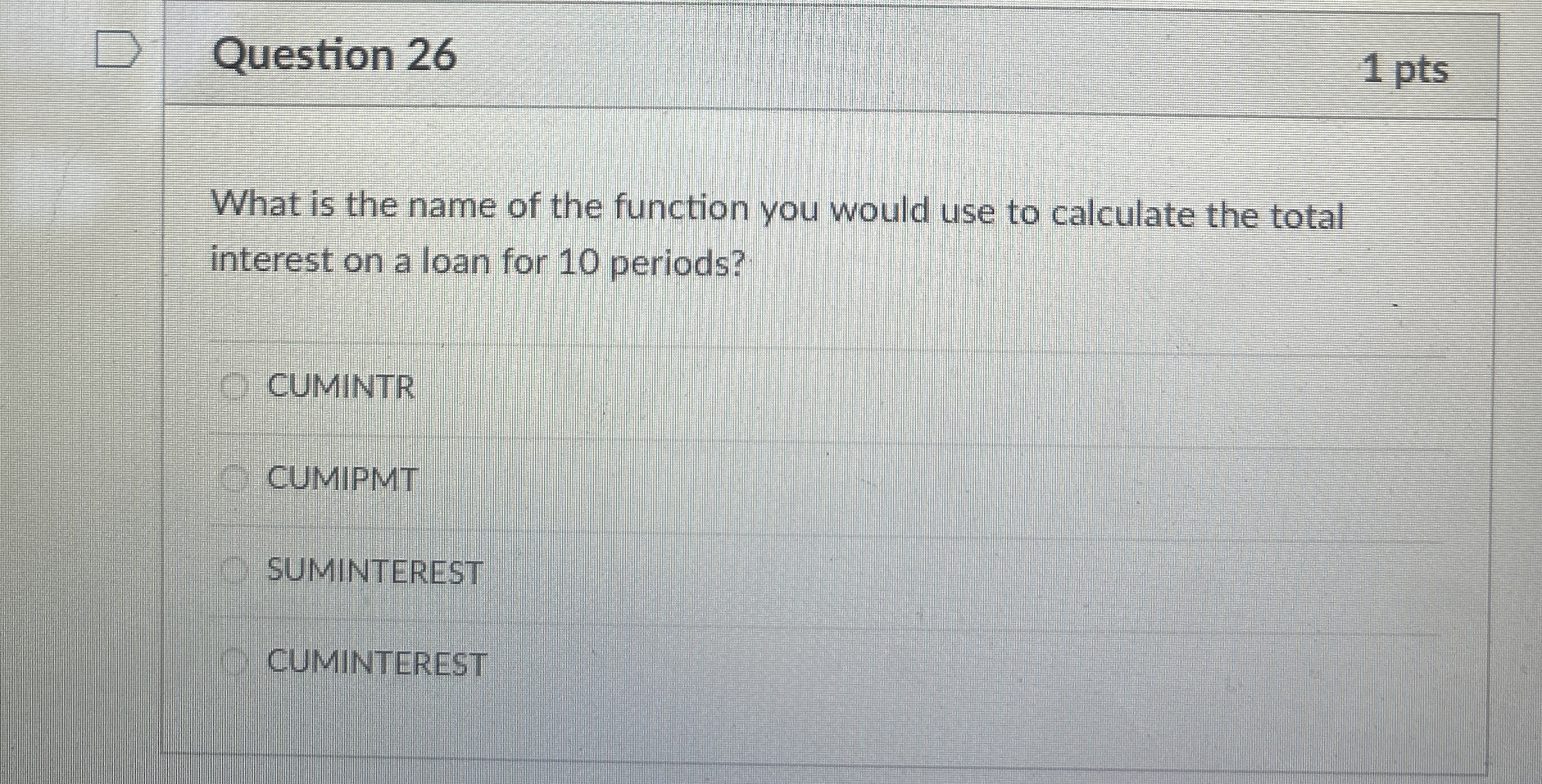 Question 2 6 1 pts What is the name of the