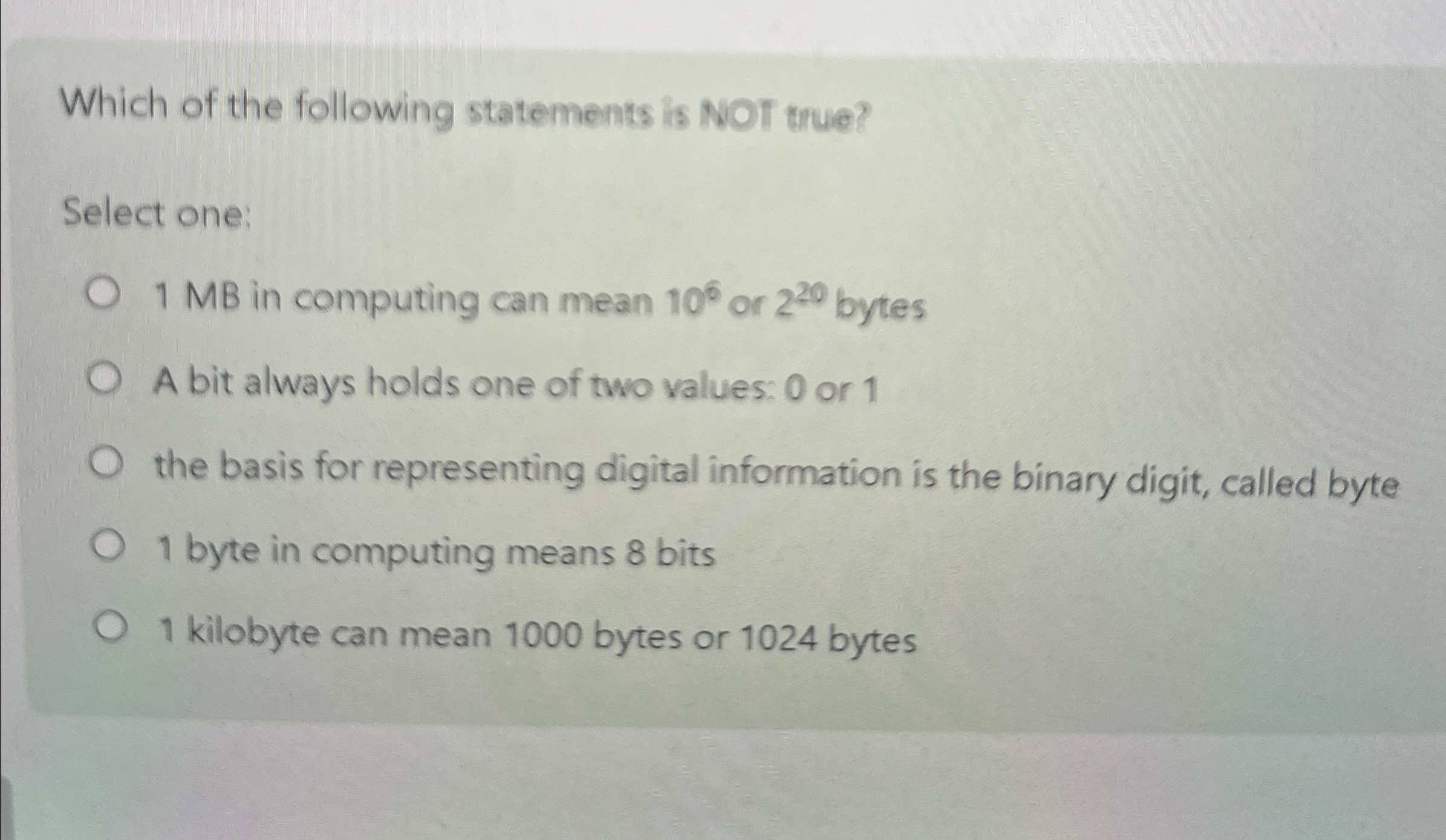 Which of the following statements is NOT true?