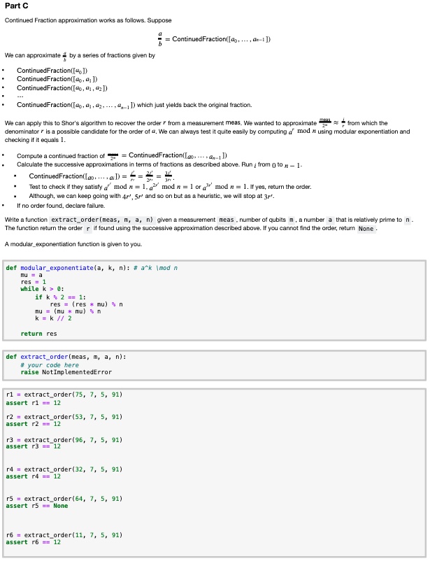 Part C Continued Fraction approximation works as