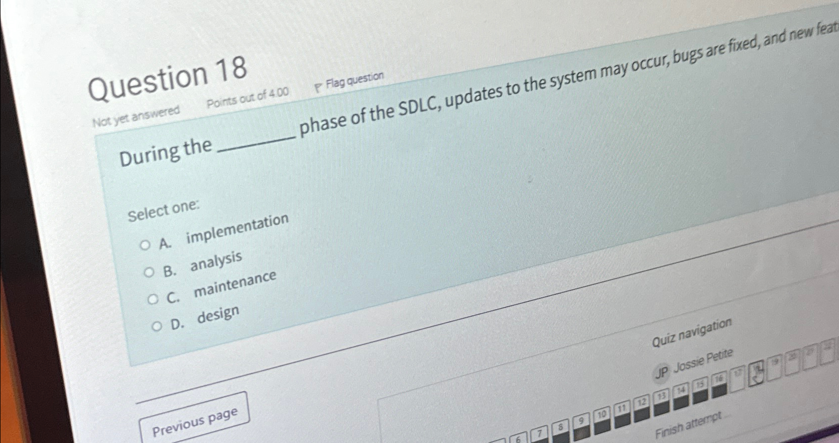 Question 1 8 Not yet answered points out of 4 0 0