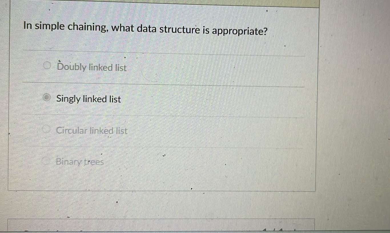 In simple chaining, what data structure is