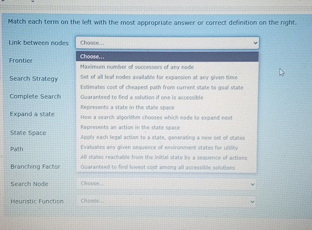 Match each term on the left with the most