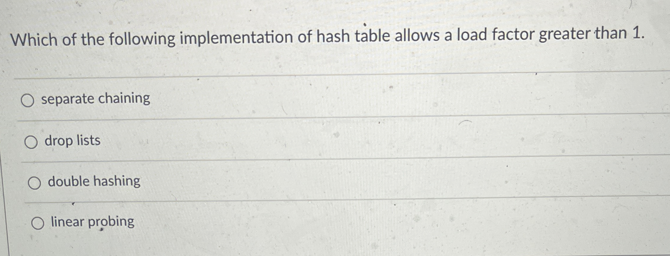 Which of the following implementation of hash