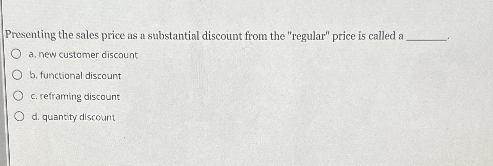 Presenting the sales price as a substantial