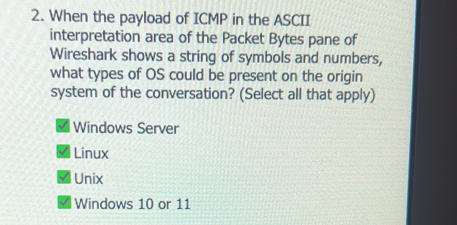 When the payload of ICMP in the ASCII