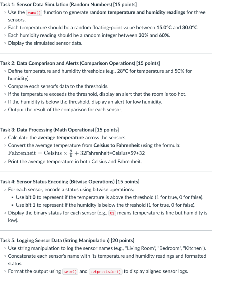 Task 1 : Sensor Data Simulation ( Random Numbers