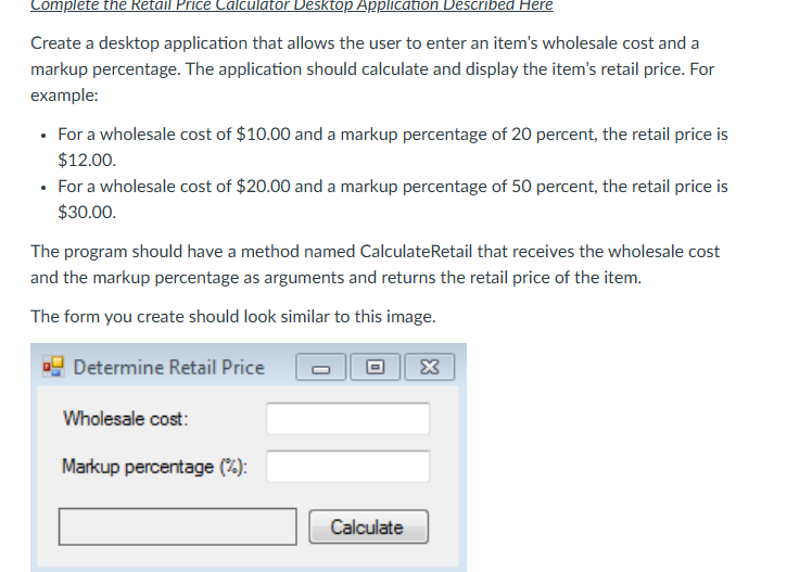 Create a desktop application that allows the user
