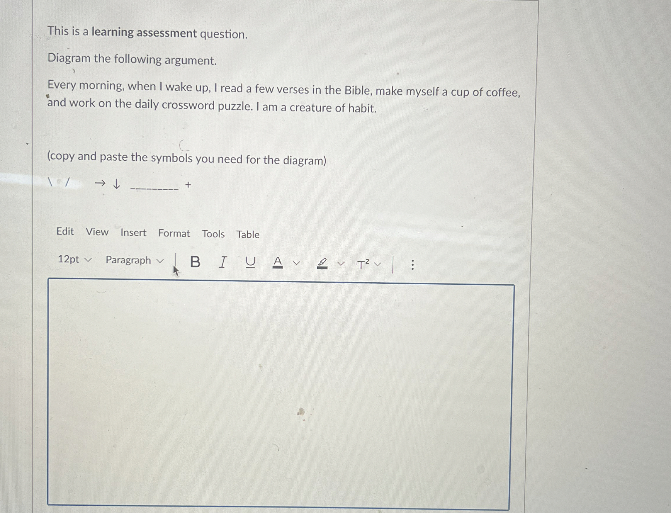 This is a learning assessment question. Diagram