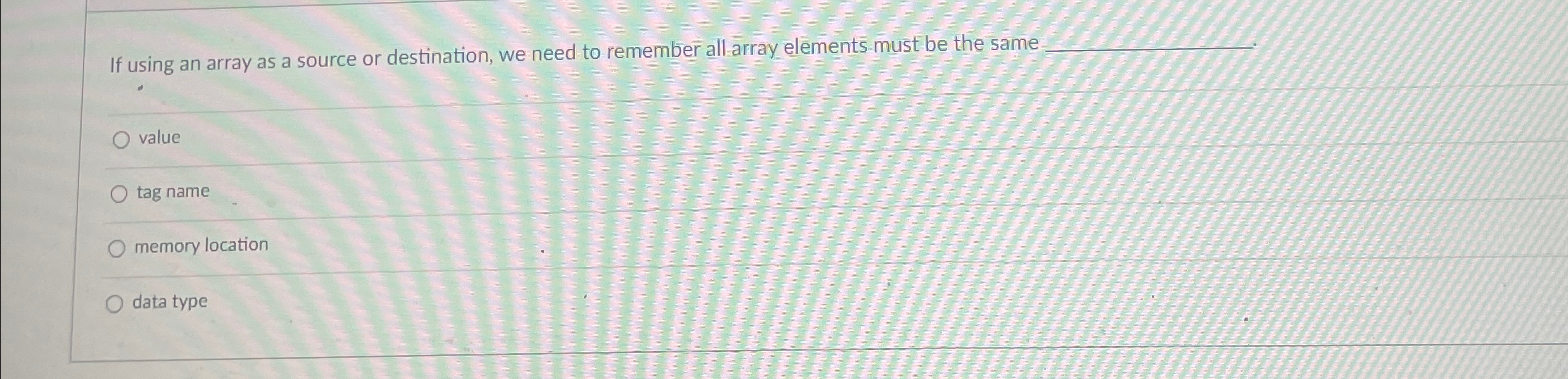 If using an array as a source or destination, we