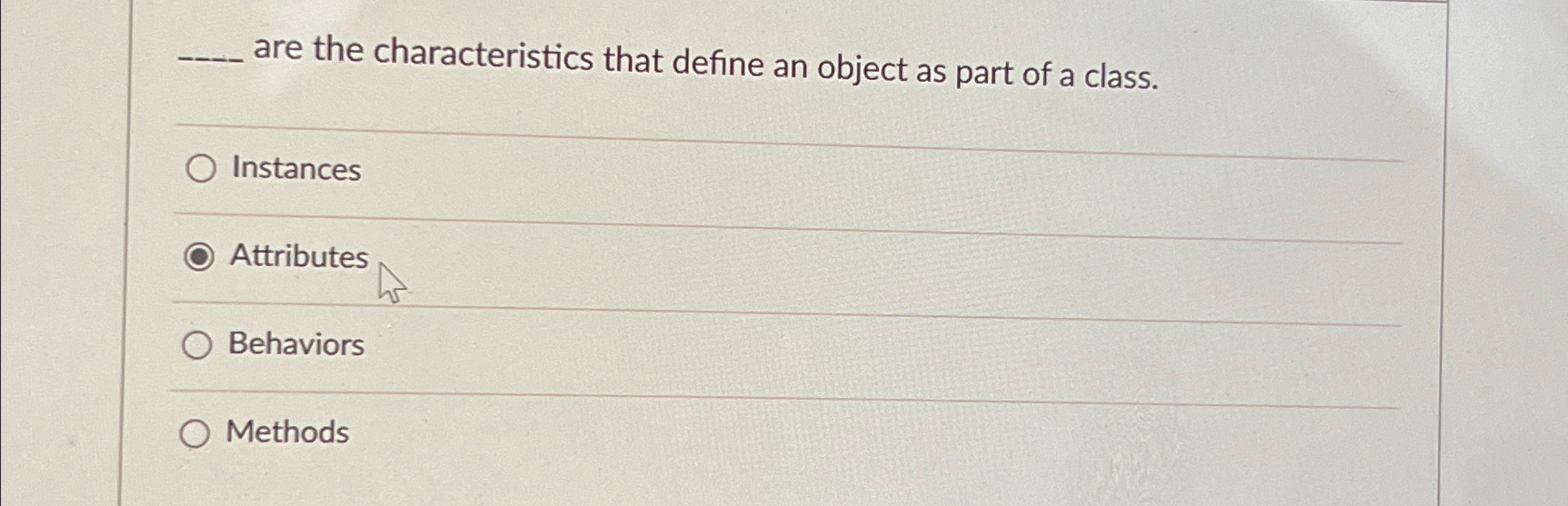 q , are the characteristics that define an object