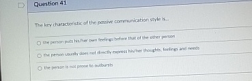 Question 4 1 The key characteristic of the