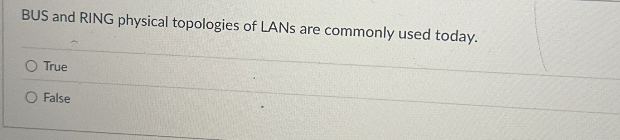 BUS and RING physical topologies of LANs are