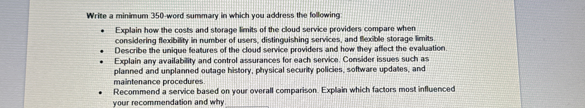 Write a minimum 3 5 0 - word summary in which you