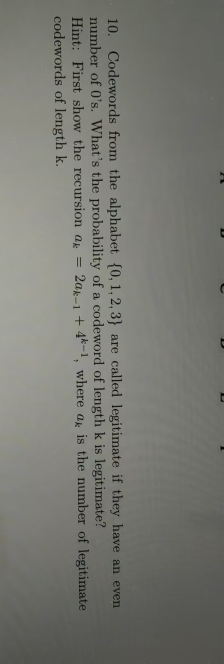 Codewords from the alphabet { 0 , 1 , 2 , 3 } are