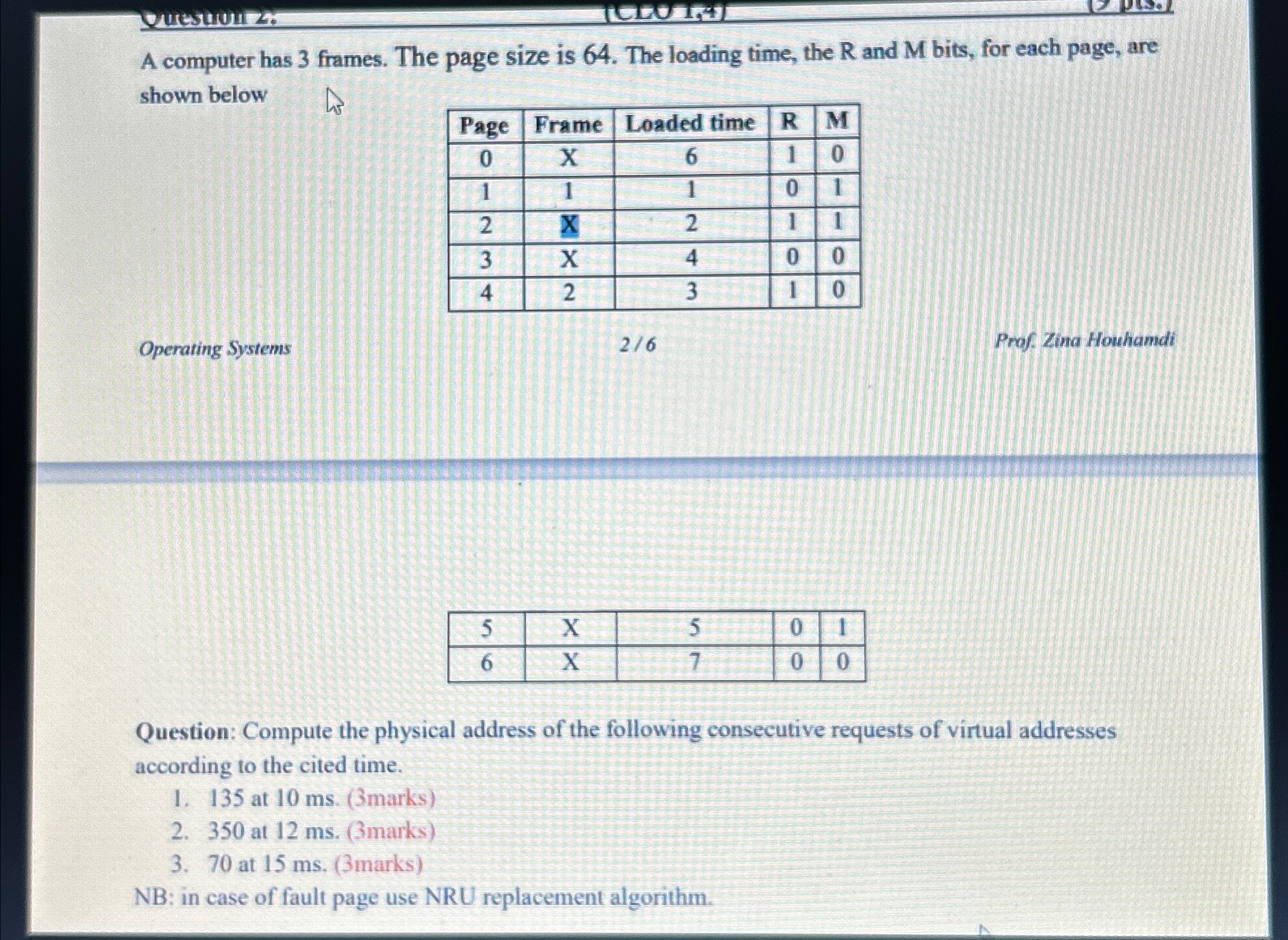 A computer has 3 frames. The page size is 6 4 .