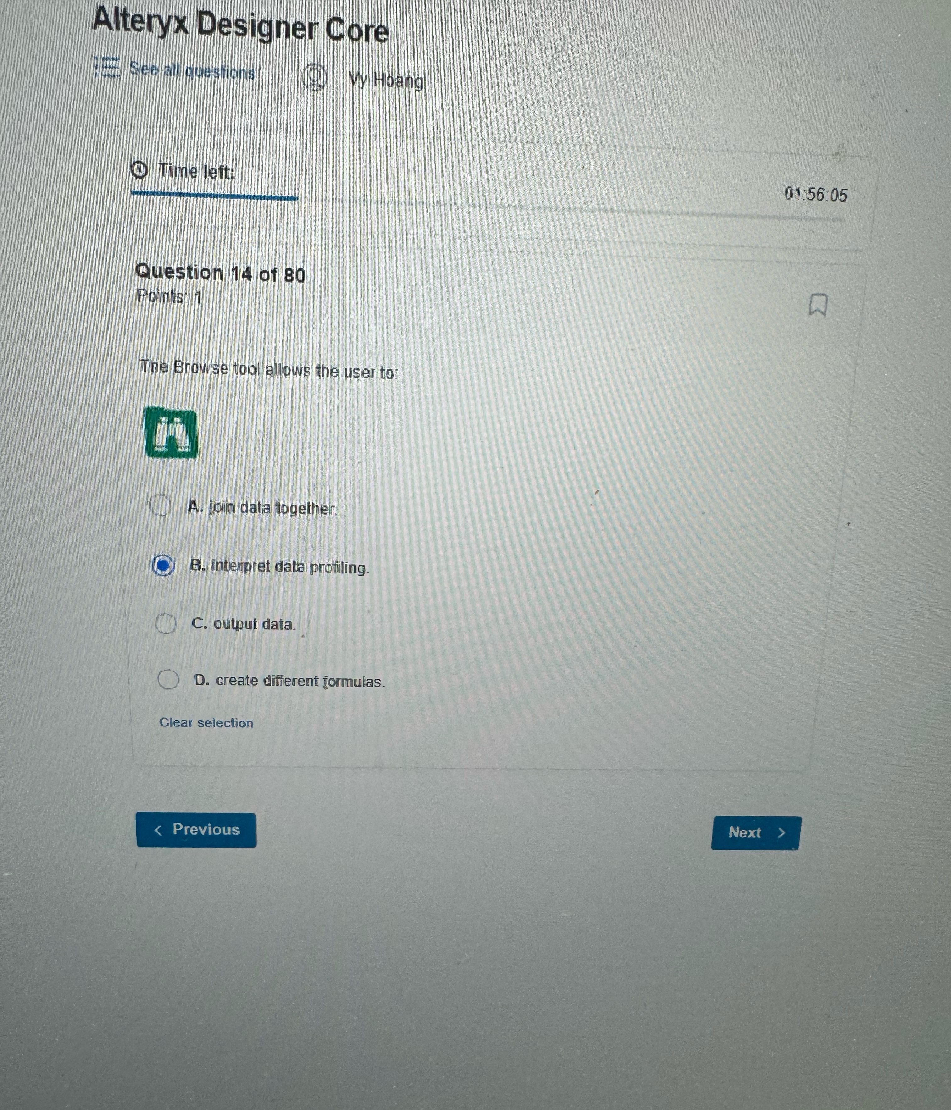 Alteryx Designer Core :E See all questions Vy