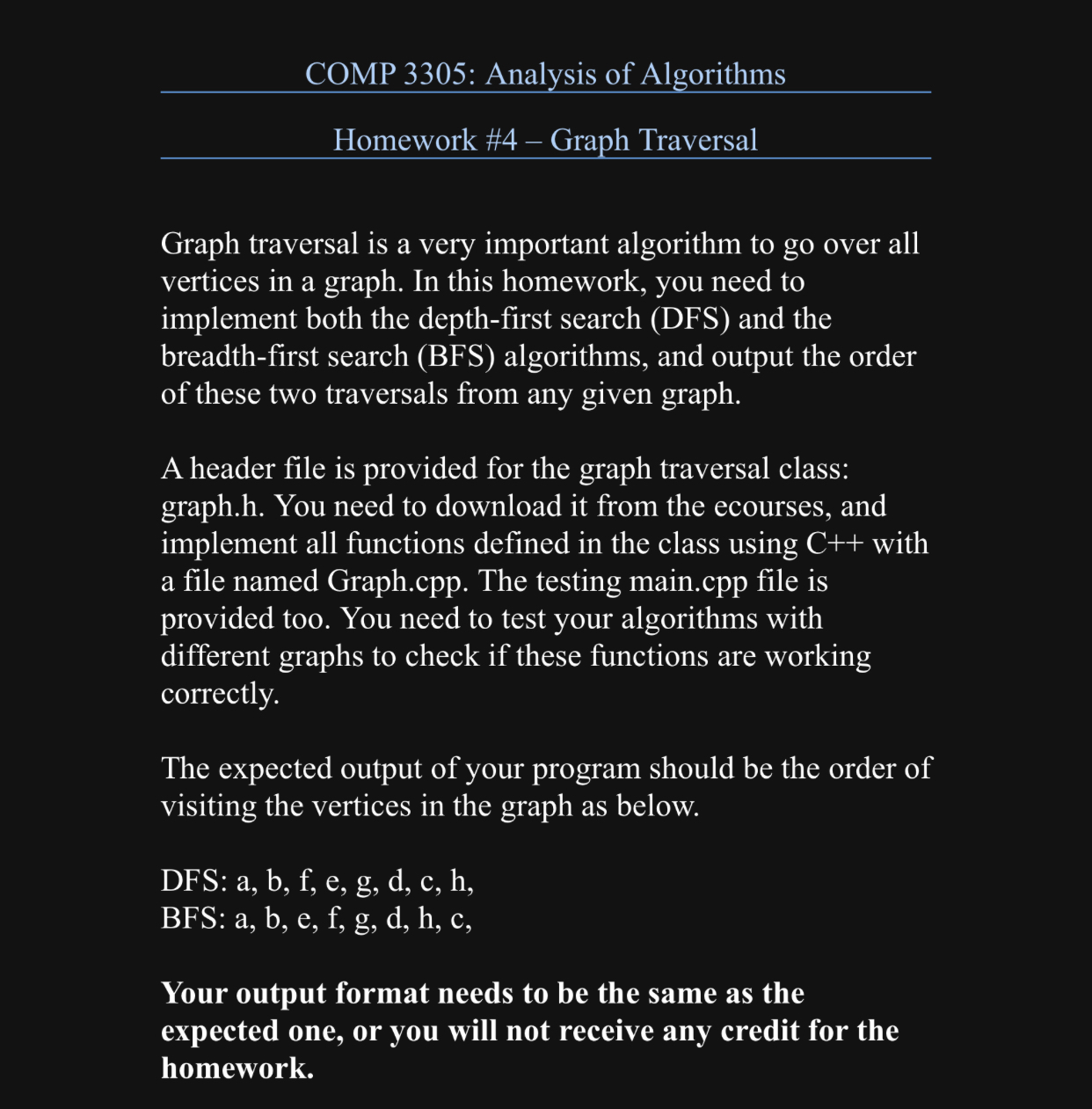 COMP 3 3 0 5 : Analysis of Algorithms Homework #