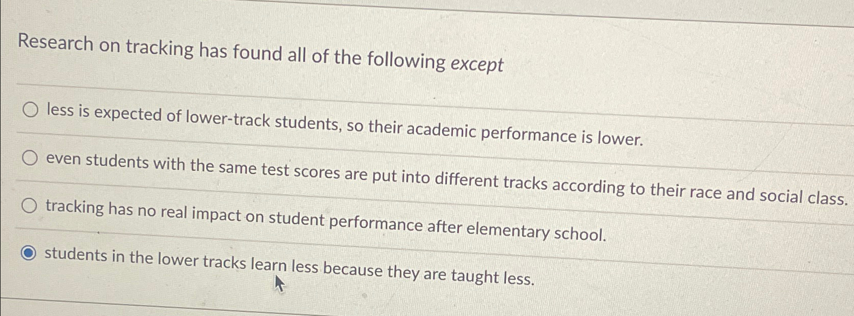 Research on tracking has found all of the