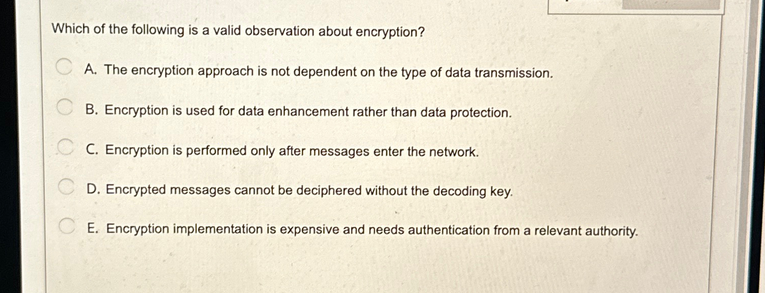 Which of the following is a valid observation