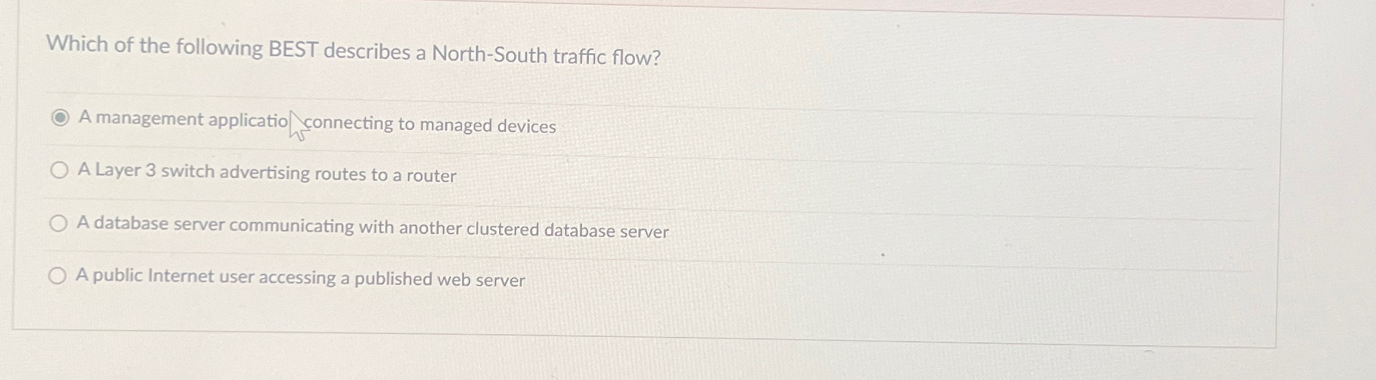 Which of the following BEST describes a North -