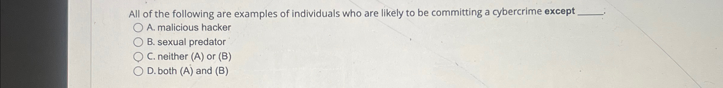 All of the following are examples of individuals