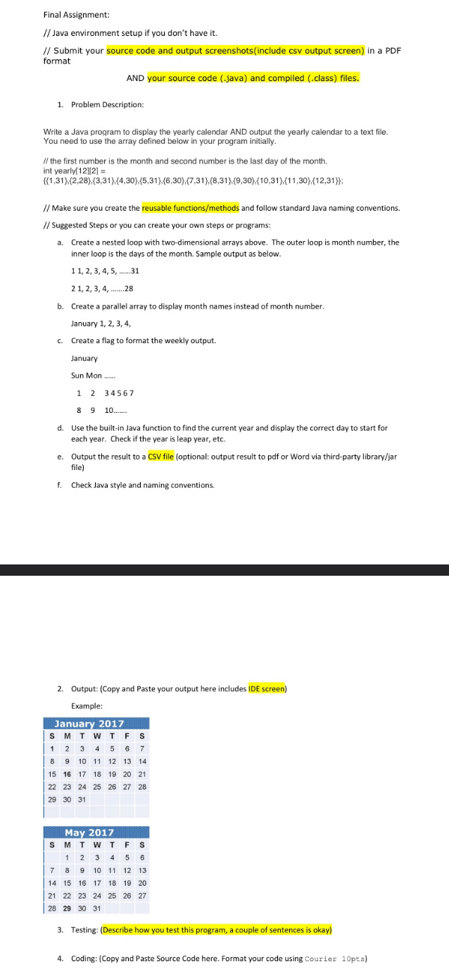 Final Assignment: / / Java environment setup if