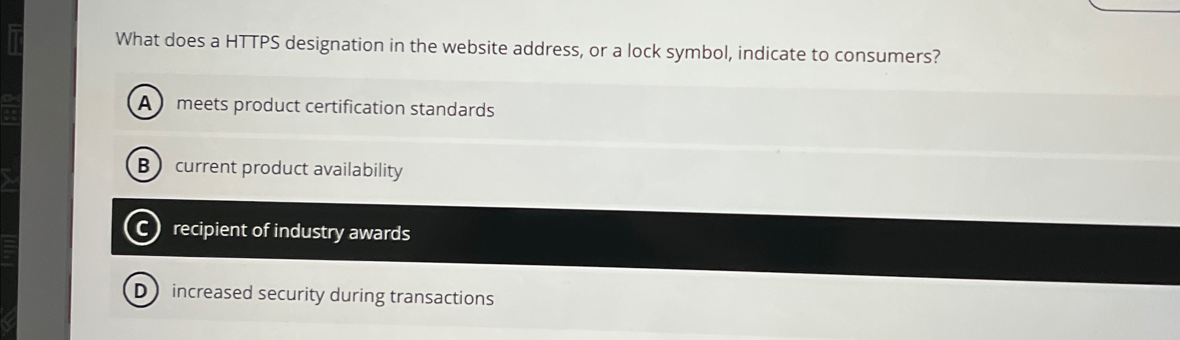 What does a HTTPS designation in the website