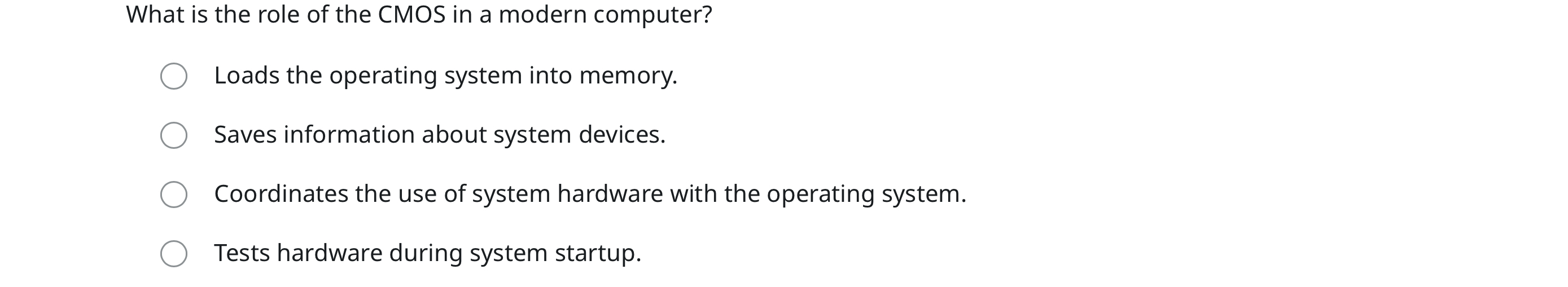 What is the role of the CMOS in a modern