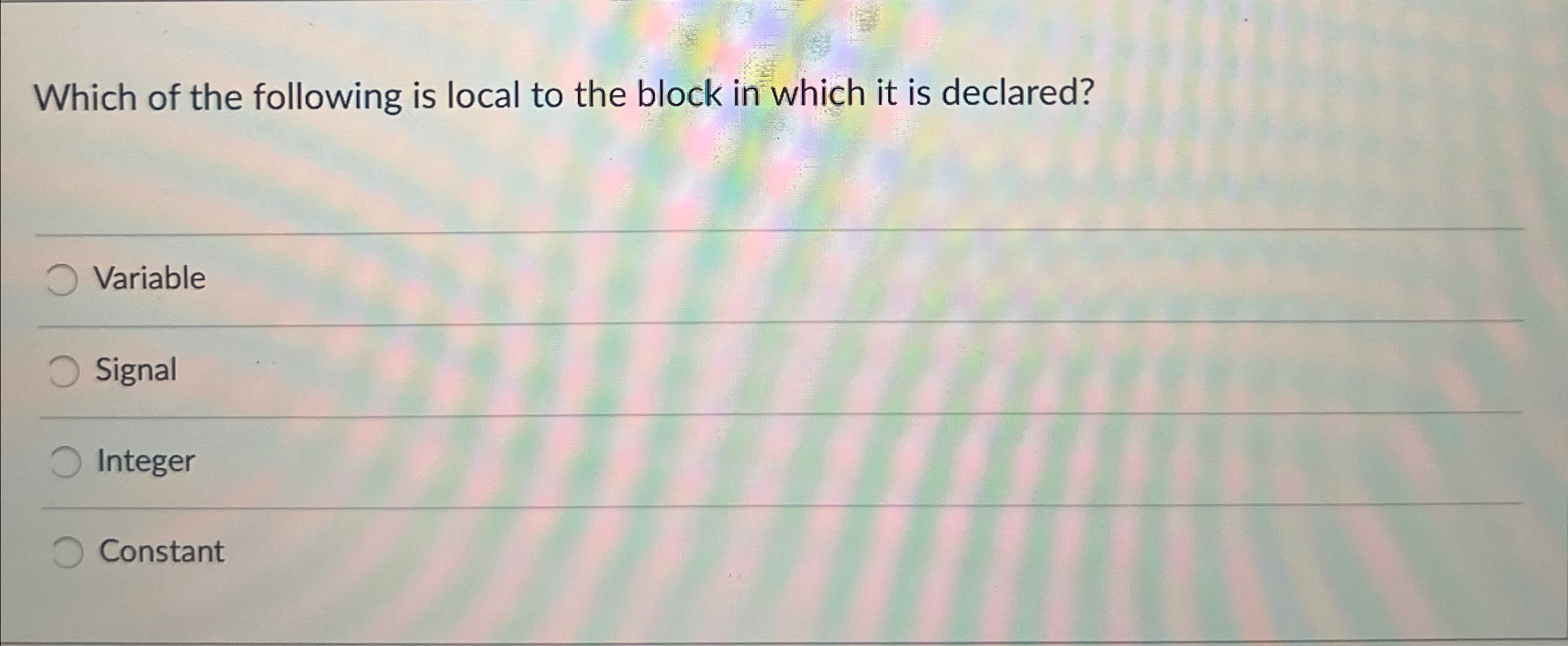 Which of the following is local to the block in