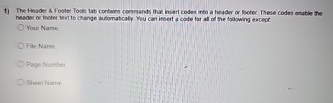 The Header & Footer Tools tab contains commands