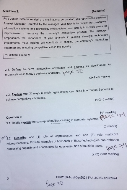 Question 2 : [ 1 4 marks ] As a Junior Systems