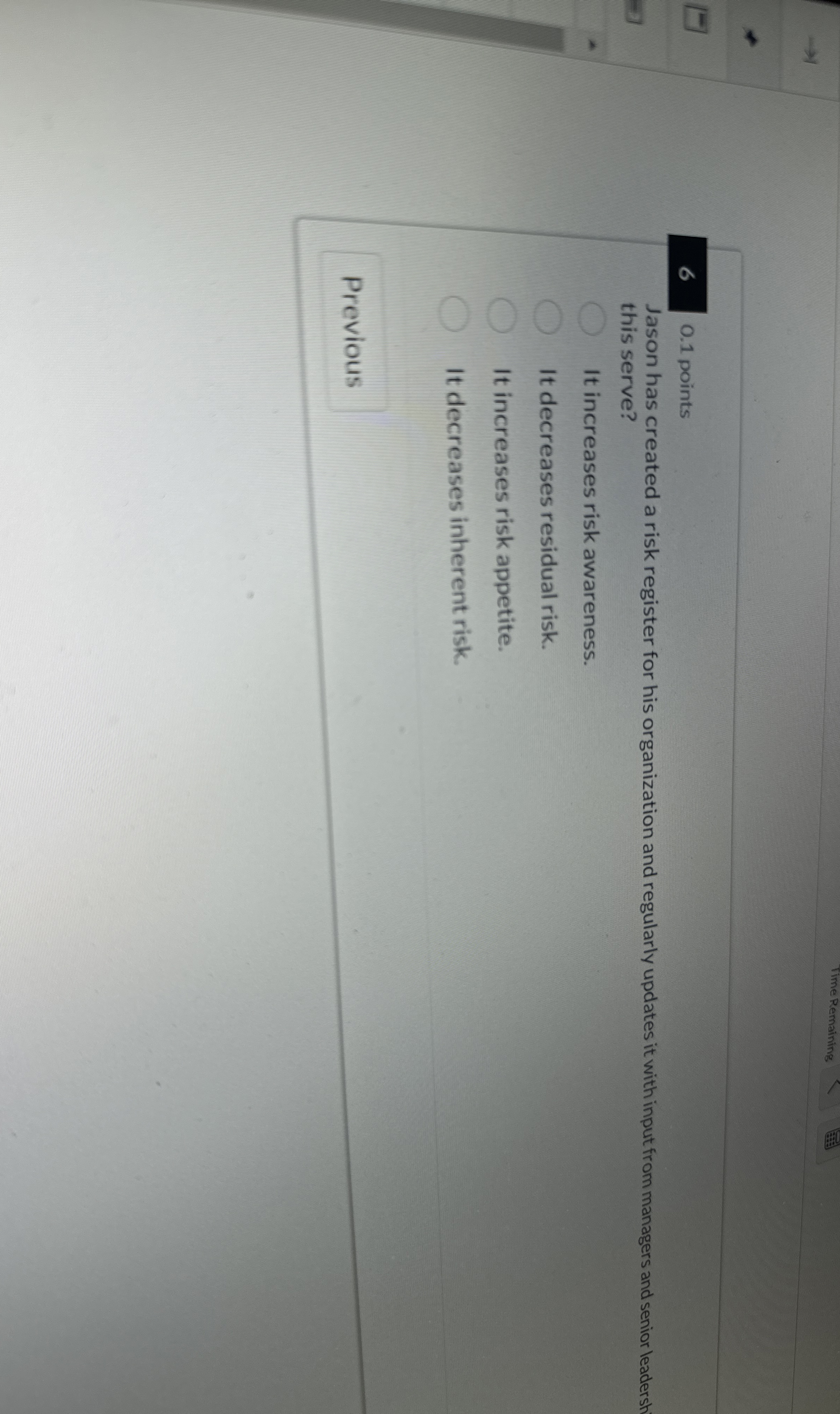 Time Remaining 6 0 . 1 points Jason has created a