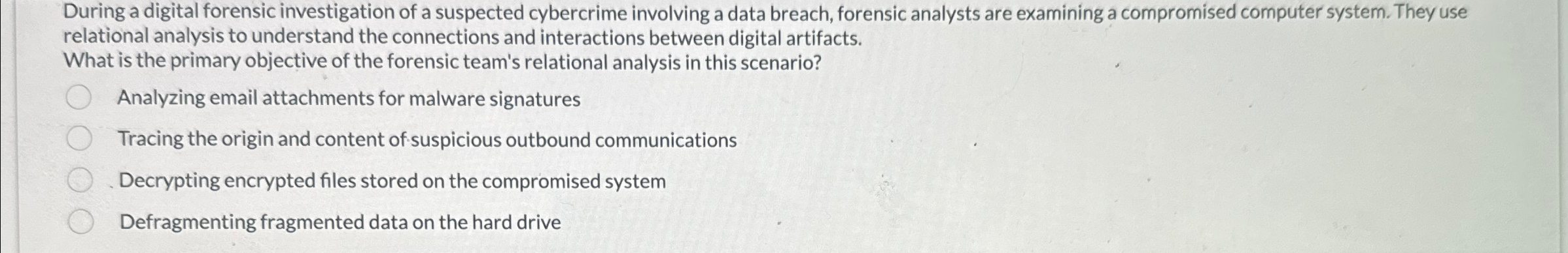 During a digital forensic investigation of a