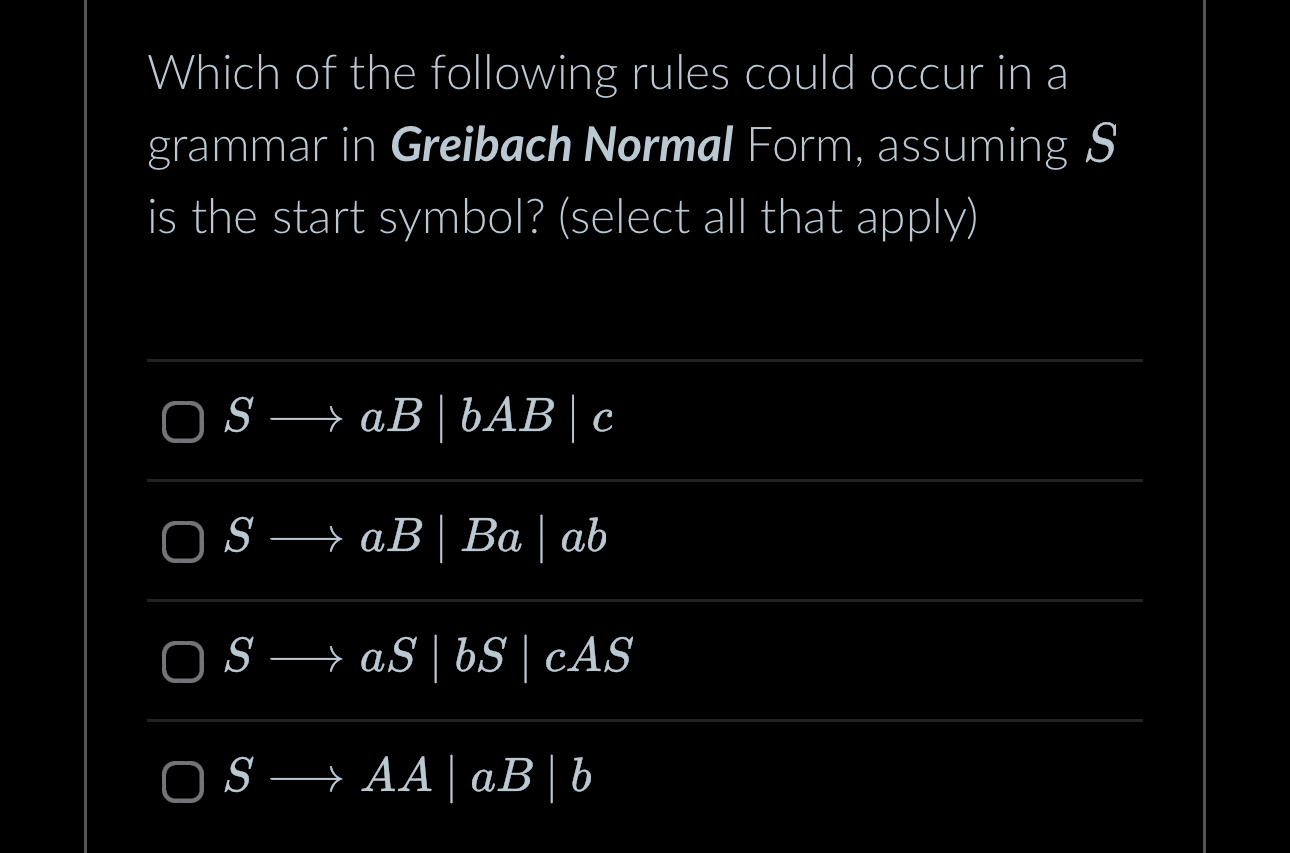 Which of the following rules could occur in a