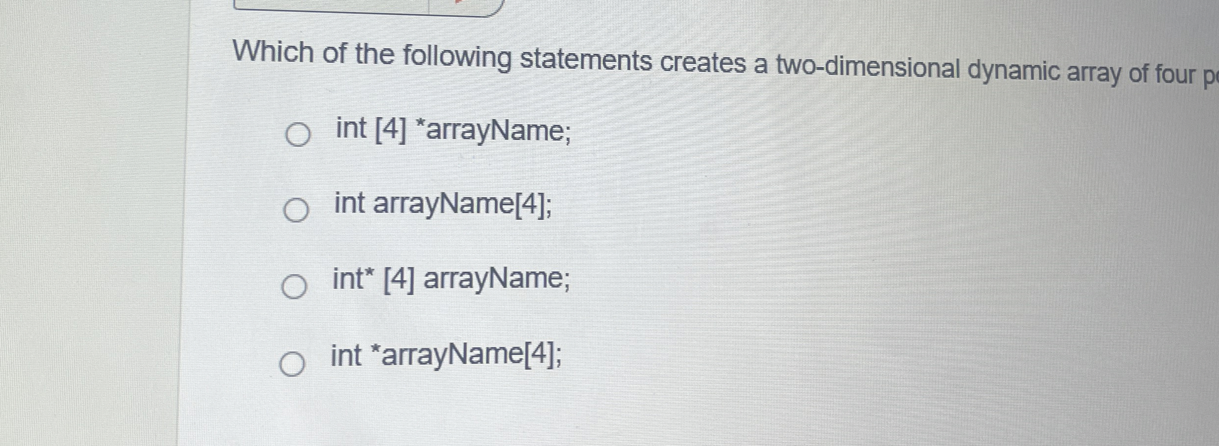 Which of the following statements creates a two -