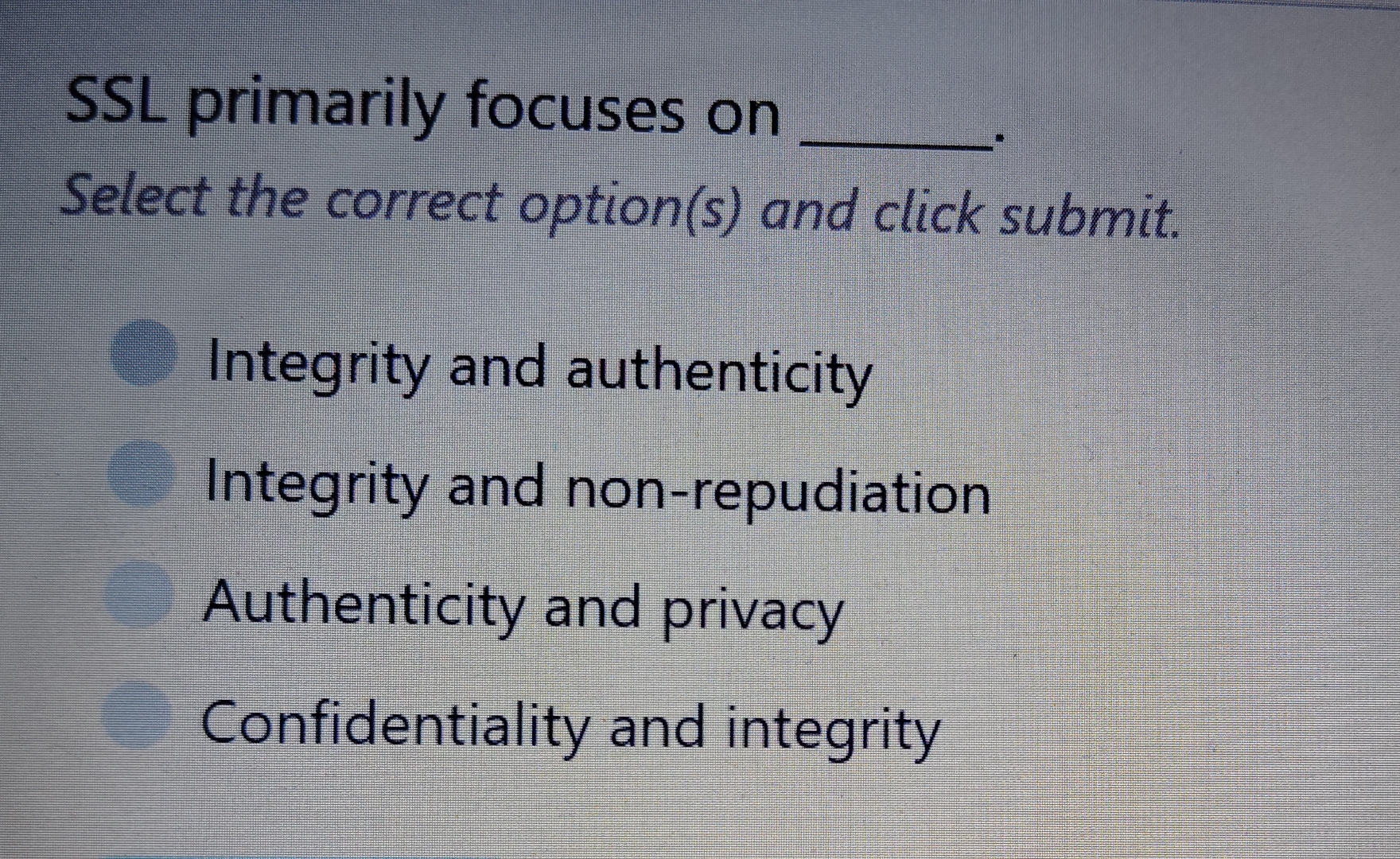 SSL primarily focuses on q , Select the correct