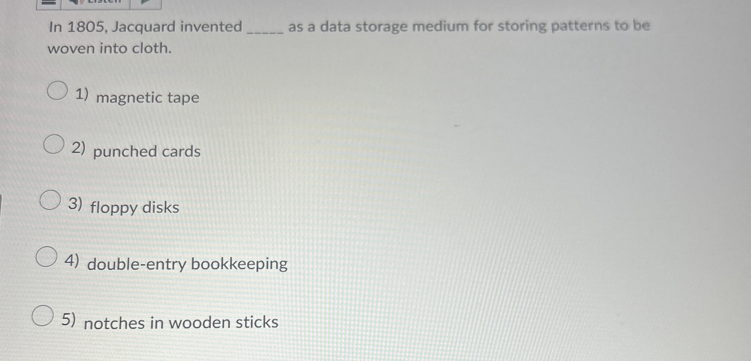 In 1 8 0 5 , Jacquard invented q , as a data