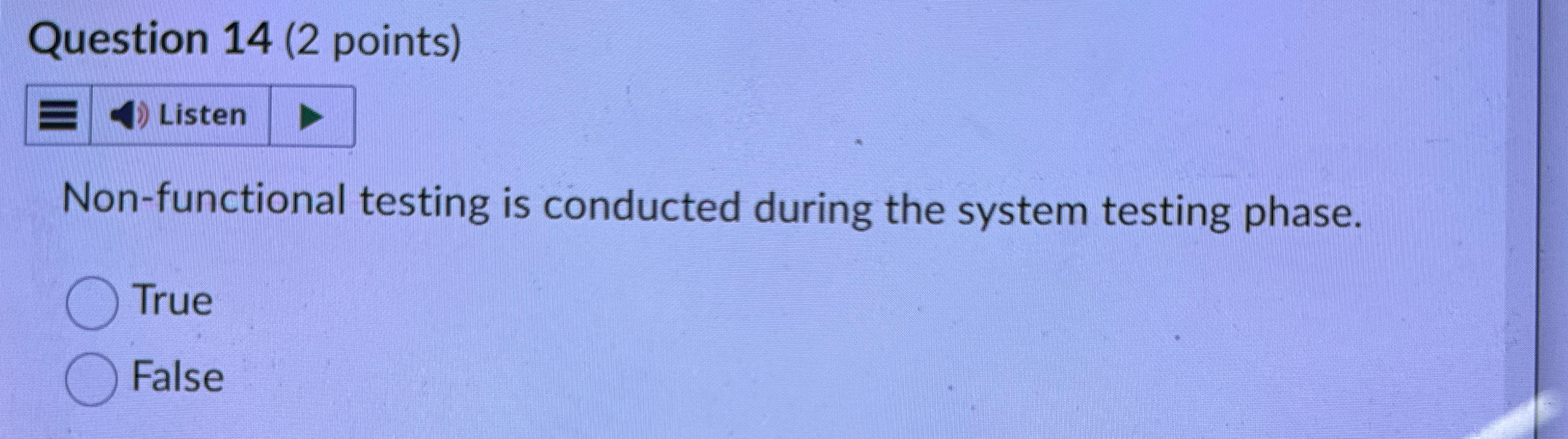 Question 1 4 ( 2 points ) Non - functional