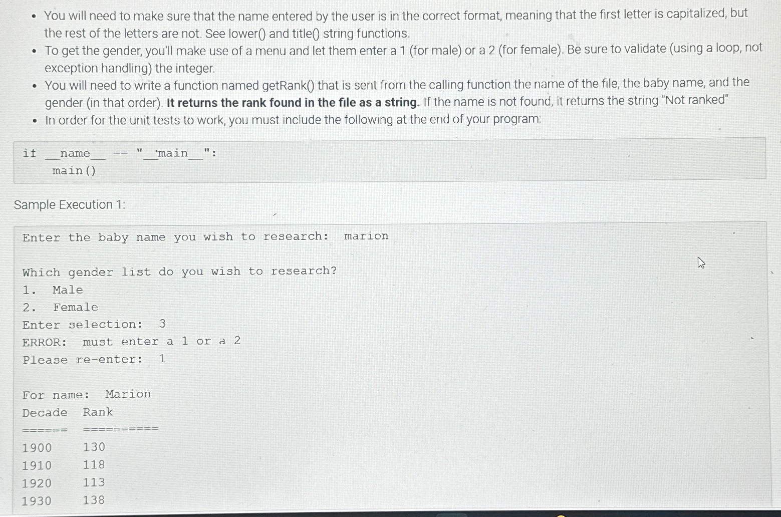 Gi ven a file for each decade from 1 9 0 0 - 1 9