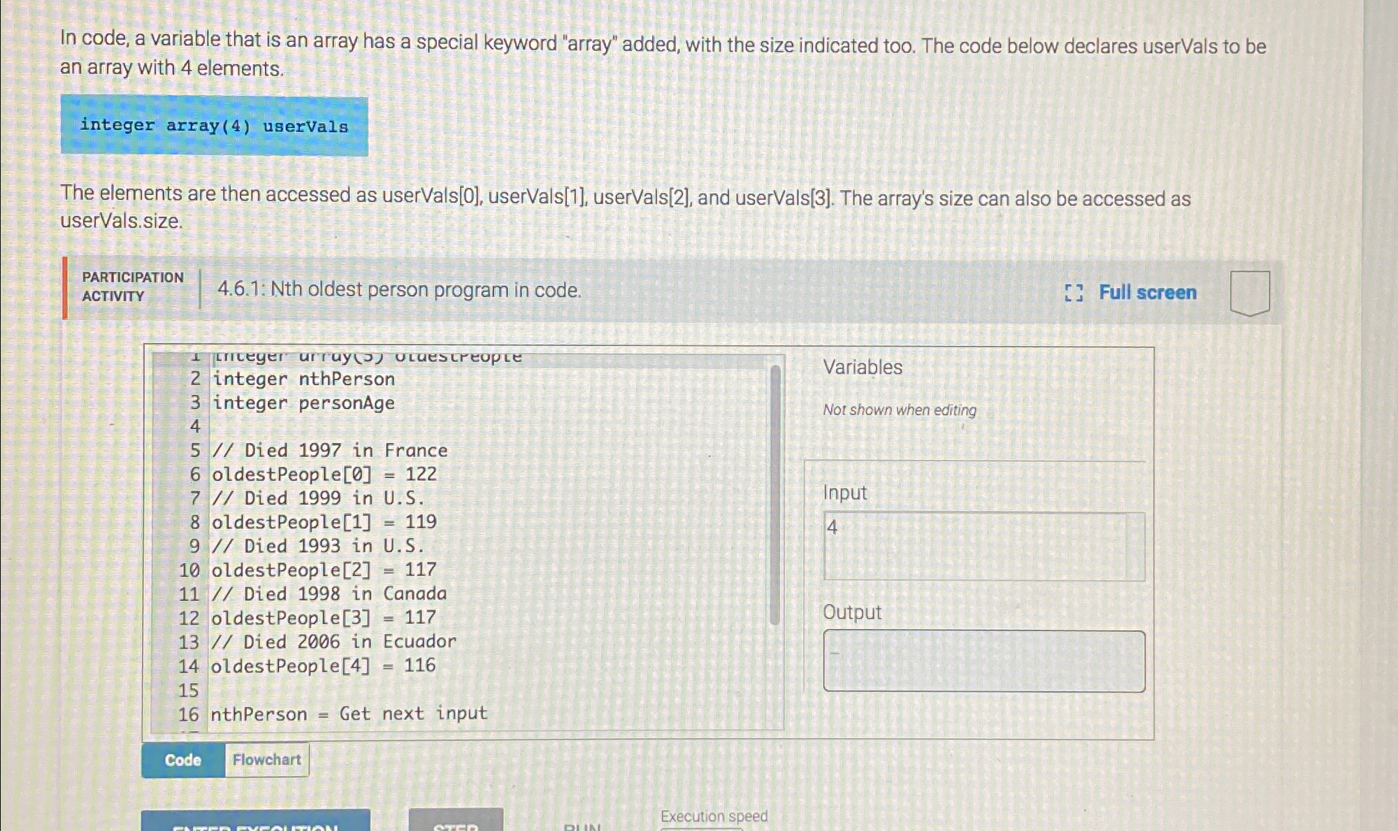 In code, a variable that is an array has a