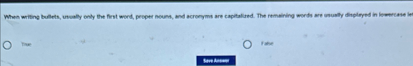 When writing bullets, usually only the first