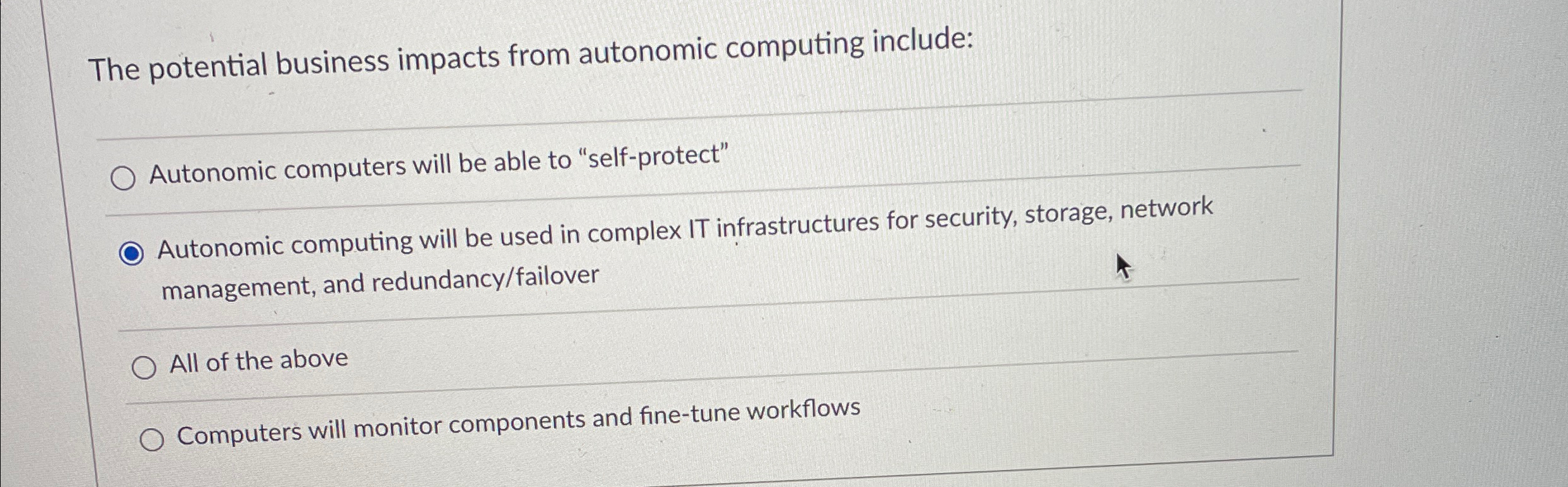 The potential business impacts from autonomic