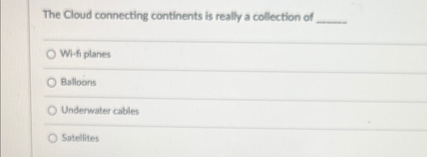 The Cloud connecting continents is really a