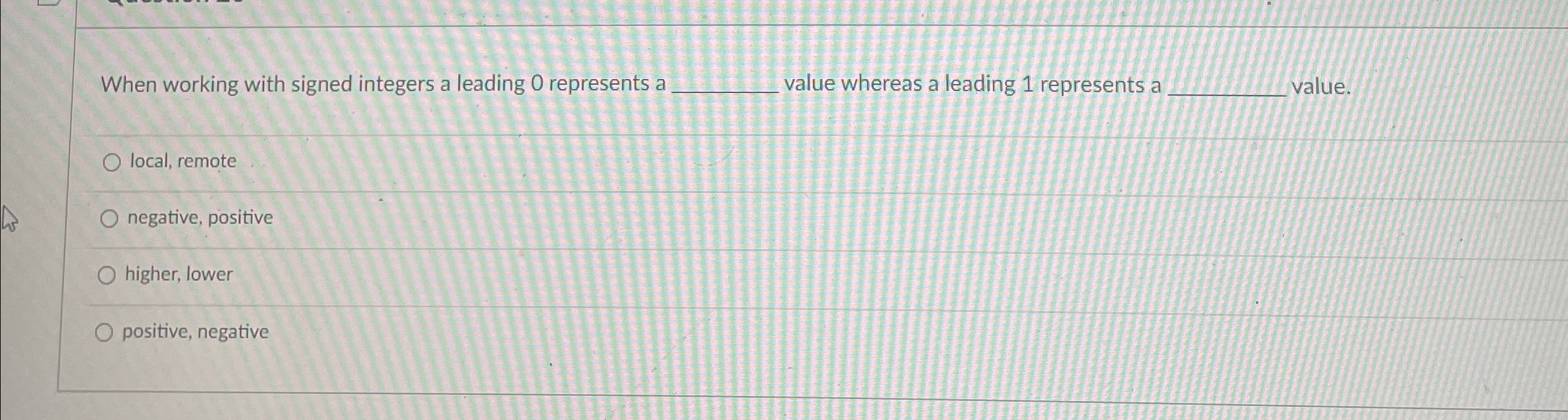When working with signed integers a leading 0