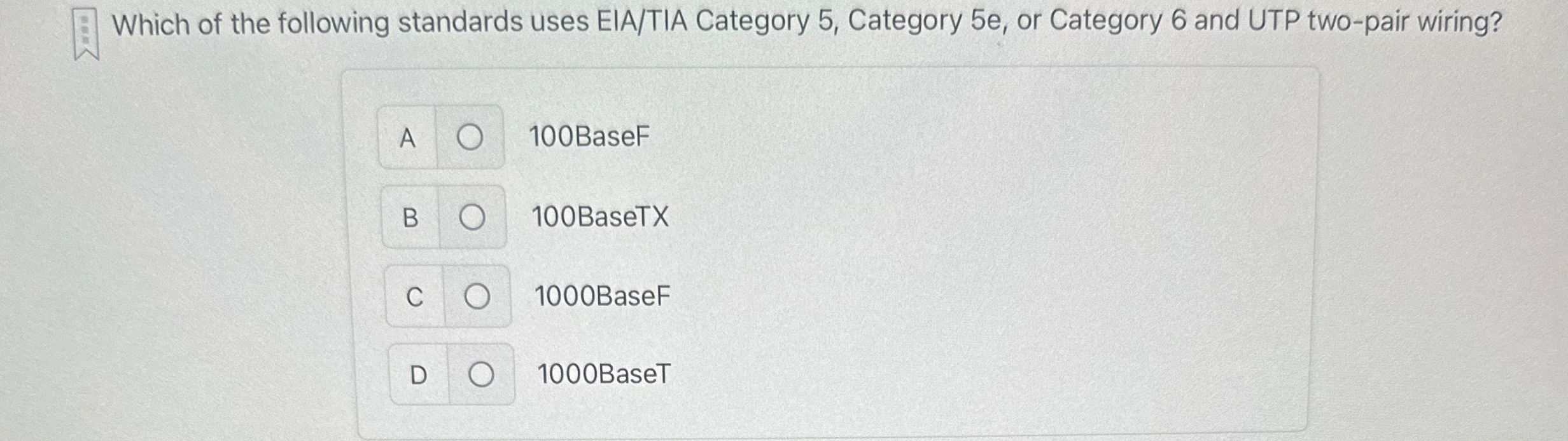 Which of the following standards uses EIA / TIA
