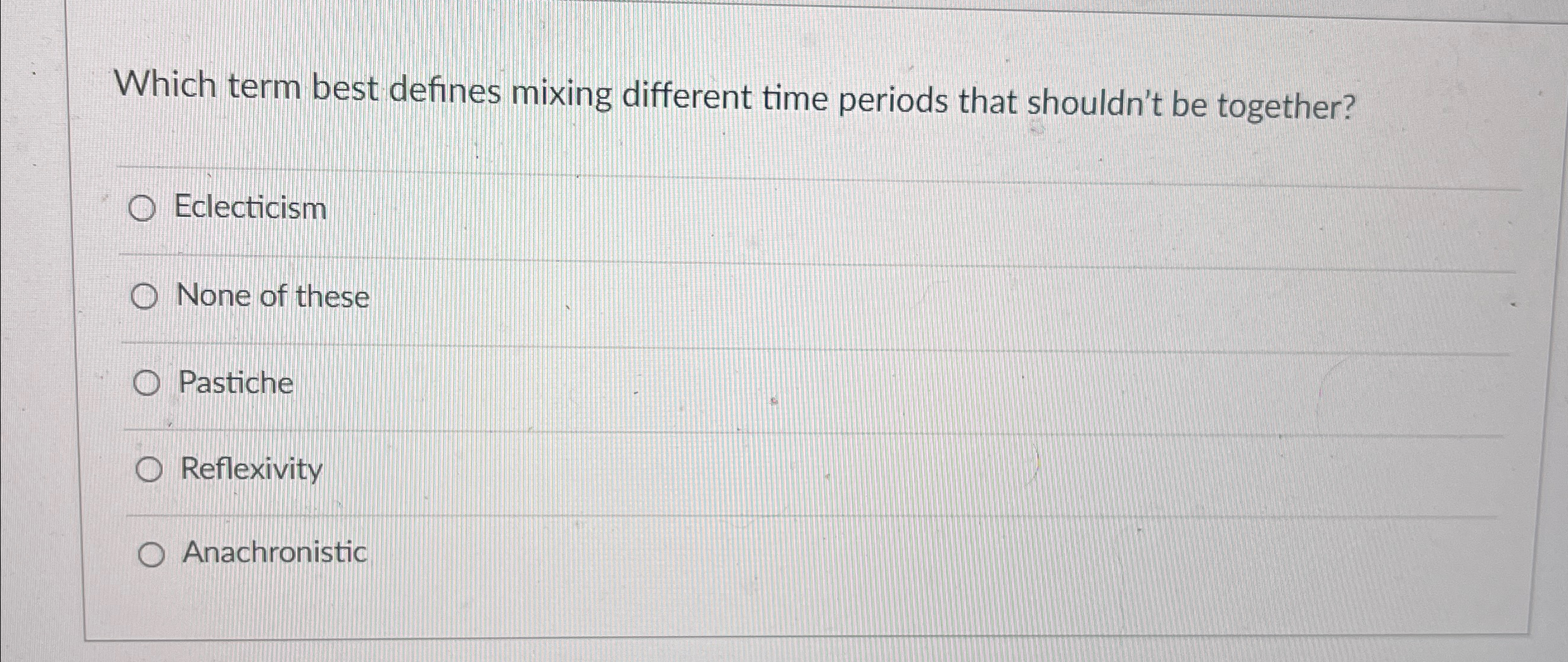 Which term best defines mixing different time