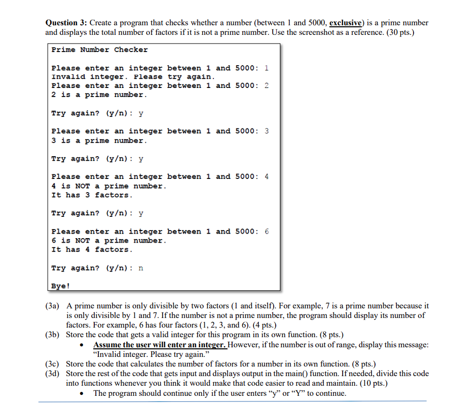 Question 3 : Create a program that checks whether