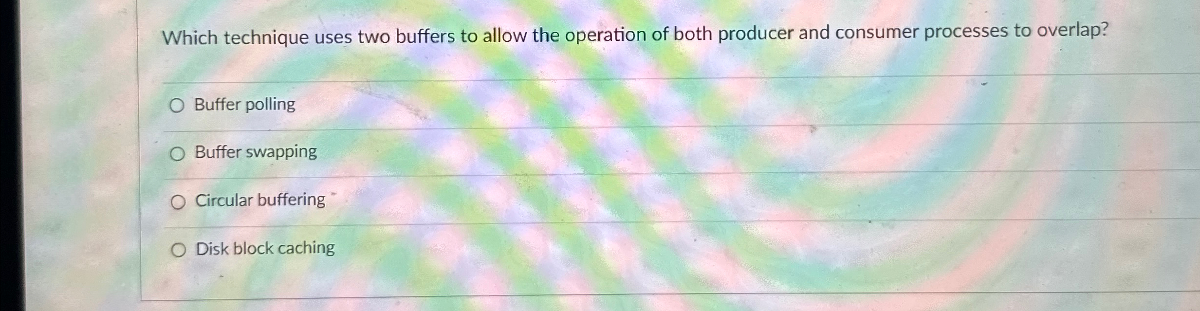 Which technique uses two buffers to allow the