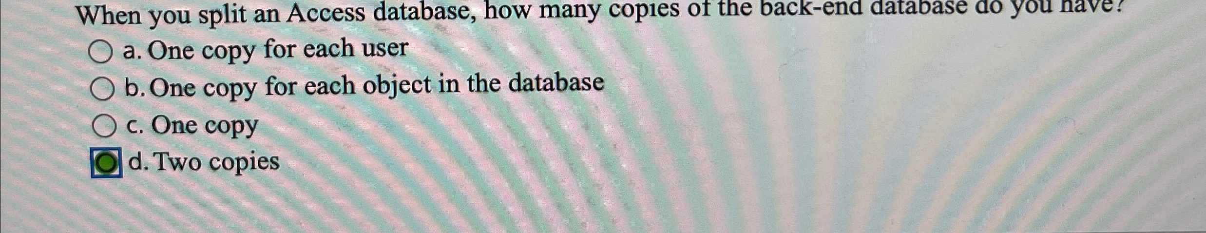 When you split an Access database, how many